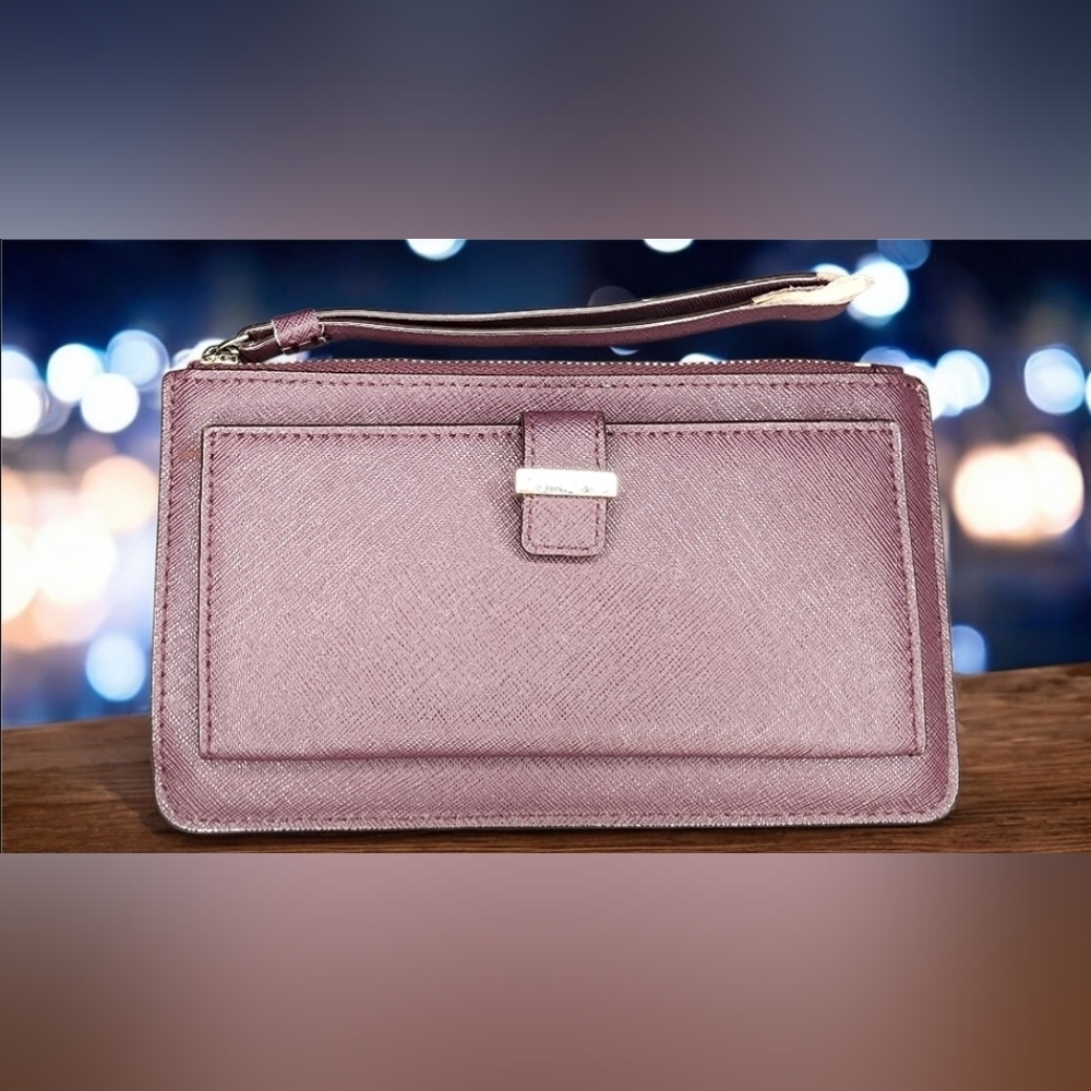 Kate Spade New York Redwood Saffiano Leather Wristlet - Picture 2 of 11